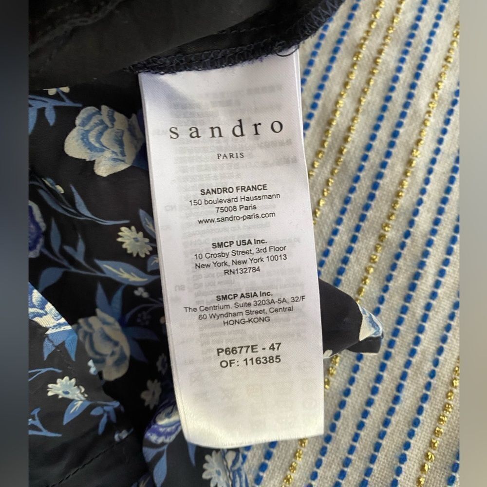 SANDRO Paris Womens Sz34 XS Black Blue Floral Silk Heart Romper Jumpsuit NWT - Picture 15 of 16